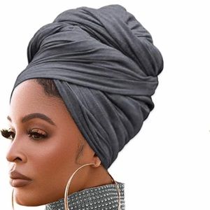 Gray Turban Head Wrap, Jersey Head Scarf Stretch, Soft Knit Breathable Hair Wrap